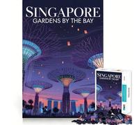 Puzzle difficile per adulti con illustrazione dei Giardini della Baia di Singapore, 1000 pezzi, stimola la memoria, calma e favorisce la fuga, bordi stretti, regalo speciale 38x52cm