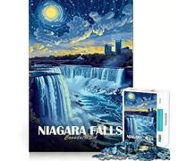 Puzzle difficile per adulti con illustrazione delle Cascate del Niagara di notte, 1000 pezzi, gioco di logica, ideale per momenti di relax, con taglio liscio e design elegante (50x75cm)