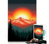 Puzzle difficile per adulti con illustrazione di paesaggio montano al tramonto e forestale 1000 pezzi gioco di logica stimolante ideale per momenti di condivisione bordi trasparenti regalo perfetto
