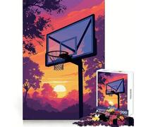 Puzzle difficile per adulti con illustrazione di un canestro da basket al tramonto, 1000 pezzi, sfida intelligente, svago, evasione, chiusura di sicurezza, regalo premuroso (38x52cm)