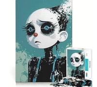 Puzzle difficile per adulti con illustrazione di una ragazza robot triste, 1000 pezzi, gioco di logica fine, divertente e rilassante, bordi puliti, regalo premuroso (50x75cm)