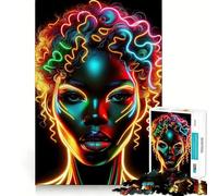 Puzzle difficile per adulti con immagine di capelli ricci al neon, 1000 pezzi Un giocattolo che stimola la riflessione e il divertimento, un'opera d'arte pulita e raffinata (38x52cm)