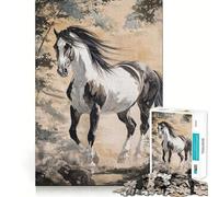 Puzzle difficile per adulti con immagine di un cavallo Pinto in corsa, 1000 pezzi, stimolante per la memoria, silenzioso, rilassante, taglio liscio, classico, regalo (50x75cm)
