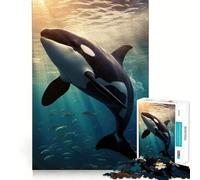 Puzzle difficile per adulti con immagine di un'orca al tramonto, 1000 pezzi, facile da assemblare, per il tempo libero, regalo artistico (38x26cm)