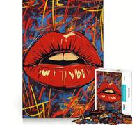 Puzzle difficile per adulti con labbra rosse e arte astratta graffiti, 1000 pezzi, sfida mentale, svago leggero, taglio preciso, regalo memorabile (38x52cm)