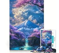 Puzzle difficile per adulti con le cascate Sakura del Fuji, 1000 pezzi, migliora la memoria, rilassa la mente, bordi netti, elegante regalo (50x75cm)