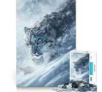 Puzzle difficile per adulti con leopardo delle nevi in agguato, 1000 pezzi, migliora la memoria, rilassa la mente, bordi netti, elegante regalo (38x26cm)