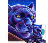 Puzzle difficile per adulti con leopardo nero e tema "Osservazione delle stelle", 1000 pezzi, stimola la memoria, calma e favorisce la fuga, bordi stretti, regalo speciale 38x52cm