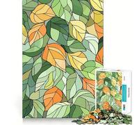 Puzzle difficile per adulti con motivo a foglie in stile vetrata, 1000 pezzi, per ricordare, migliorare, rilassante, con dettagli nitidi, 38x26cm