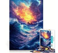 Puzzle difficile per adulti con oceano, cielo tempestoso e città, 1000 pezzi, gioco intelligente da fare a casa, divertente da assemblare, regalo festivo (50x75cm)