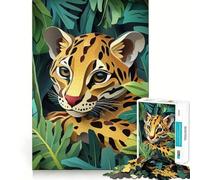 Puzzle difficile per adulti con ocelot nella giungla, 1000 pezzi, gioco intelligente da fare a casa, divertente da assemblare, regalo festivo (38x52cm)