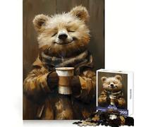 Puzzle difficile per adulti con orsetto che beve caffè, 1000 pezzi, sfida intelligente, svago, evasione, lucchetto fine, regalo premuroso (50x75cm)