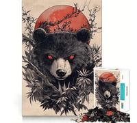 Puzzle difficile per adulti con orso panda al tramonto in Giappone, 1000 pezzi, memory foam, facile da assemblare, immagine rilassante, regalo artistico (38x52cm)