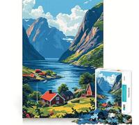 Puzzle difficile per adulti con paesaggio di fiordi norvegesi, 1000 pezzi, stimola la memoria, gioco rilassante, taglio di alta qualità, regalo perfetto (50x75cm)