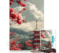 Puzzle difficile per adulti con paesaggio giapponese e pagoda, 1000 pezzi, facile da assemblare, immagine rilassante, regalo artistico (38x52cm)