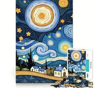 Puzzle difficile per adulti con paesaggio ispirato alla Notte Stellata, 1000 pezzi, stimola la memoria, favorisce la calma e aiuta a evadere dalla realtà, con bordi netti, regalo speciale 38x26cm