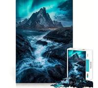 Puzzle difficile per adulti con paesaggio marino e aurora boreale, 1000 pezzi, memory foam, facile da assemblare, immagine rilassante, regalo artistico (38x52cm)