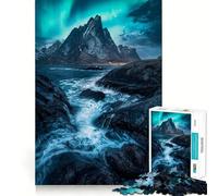 Puzzle difficile per adulti con paesaggio marino e aurora boreale, 1000 pezzi, stimola la memoria, gioco rilassante, taglio di alta qualità, regalo perfetto (38x26cm)