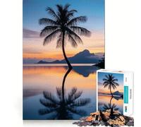 Puzzle difficile per adulti con palma al tramonto e riflesso, 1000 pezzi, stimola la memoria, gioco rilassante, taglio di alta qualità, regalo perfetto (50x75cm)