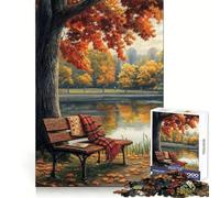 Puzzle difficile per adulti con panchina autunnale nel parco, 1000 pezzi, sfida intelligente, evasione per il tempo libero, chiusura a incastro, regalo premuroso (38x26cm)