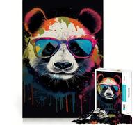 Puzzle difficile per adulti con panda e occhiali da sole, 1000 pezzi, gioco di logica stimolante, ideale per momenti di condivisione, bordi trasparenti, regalo perfetto (38x52cm)