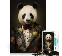 Puzzle difficile per adulti con panda in abito boho, 1000 pezzi, stimola la memoria, gioco rilassante, taglio di alta qualità, regalo perfetto (38x52cm)