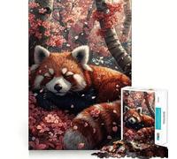 Puzzle difficile per adulti con panda rosso addormentato e fiori di ciliegio, 1000 pezzi, sfida mentale, svago delicato, taglio preciso, regalo memorabile (38x26cm)