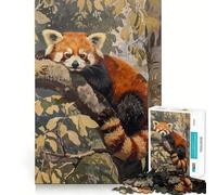 Puzzle difficile per adulti con panda rosso sull'albero, 1000 pezzi, gioco di logica e abilità, per tutta la famiglia, con intagli precisi, oggetto da collezione (38x26cm)