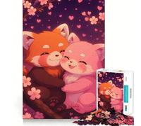 Puzzle difficile per adulti con panda rosso tra i fiori di ciliegio, 1000 pezzi, stimola la memoria, favorisce la calma, taglio liscio, classico regalo (38x26cm)