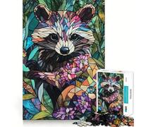 Puzzle difficile per adulti con procione in vetro colorato, 1000 pezzi, stimola la memoria, calma e favorisce la fuga, bordi stretti, regalo speciale 50x75cm