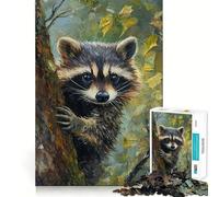 Puzzle difficile per adulti con procione sull'albero, 1000 pezzi, rompicapo rilassante, arte da assemblare, regalo speciale (50x75cm)