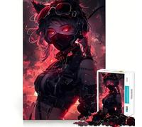 Puzzle difficile per adulti con ragazza anime dagli occhi rossi, 1000 pezzi, gioco di logica fine, divertente e rilassante, bordi precisi, regalo pensato (38x26cm)