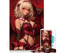 Puzzle difficile per adulti con ragazza anime dai capelli rossi e ali, 1000 pezzi, gioco di logica fine, divertente e rilassante, bordi puliti, regalo pensato (38x26cm)