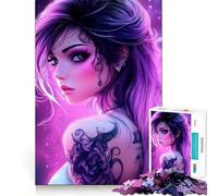 Puzzle difficile per adulti con ragazza anime dai capelli viola, 1000 pezzi, memory foam, facile da assemblare, immagine rilassante, regalo artistico (50x75cm)