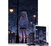 Puzzle difficile per adulti con ragazza anime in una notte di pioggia, 1000 pezzi, puro gioco di logica, attività domestica, taglio netto, regalo adorabile (50x75cm)