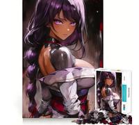 Puzzle difficile per adulti con ragazza samurai anime dai capelli viola, 1000 pezzi, stimola la memoria, gioco rilassante, taglio di alta qualità, regalo perfetto (38x26cm)