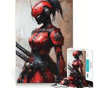 Puzzle difficile per adulti con ragazza samurai cyberpunk rossa, 1000 pezzi, sfida mentale, svago rilassante, taglio preciso, regalo memorabile (38x52cm)