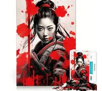 Puzzle difficile per adulti con ragazza samurai in stile giapponese, 1000 pezzi, gioco di logica e abilità, per tutta la famiglia, con intagli precisi, da collezione (38x26cm)