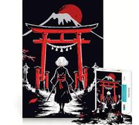 Puzzle difficile per adulti con ragazza samurai rossa, 1000 pezzi, stimola la memoria, favorisce la calma, taglio liscio, classico regalo (38x26cm)