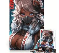 Puzzle difficile per adulti con ragazza volpe guerriera mascherata in stile anime, 1000 pezzi, per migliorare la memoria, tempo ben speso, bordi precisi, regalo speciale (38x26cm)