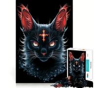 Puzzle difficile per adulti con ritratto di gatto nero mistico, 1000 pezzi, gioco di logica, divertimento rilassante, opera d'arte ben definita (50x75cm)