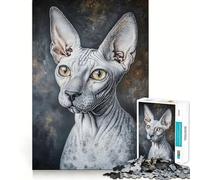Puzzle difficile per adulti con ritratto di gatto Sphynx, 1000 pezzi, per un'esperienza rilassante e piacevole, con dettagli nitidi e unici 38x26cm