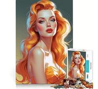 Puzzle difficile per adulti con ritratto di pin-up dai capelli arancioni, 1000 pezzi, gioco intelligente da fare a casa, divertente da assemblare, regalo festivo (38x26cm)