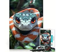 Puzzle difficile per adulti con ritratto di serpente arancione e bianco, 1000 pezzi, memory foam, facile da assemblare, immagine rilassante, regalo artistico (38x26cm)