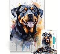 Puzzle difficile per adulti con Rottweiler ad acquerello, 1000 pezzi, gioco di intelletto, momento di relax, taglio di qualità, (38x52cm)
