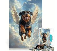 Puzzle difficile per adulti con Rottweiler e ali d'angelo, 1000 pezzi, gioco di logica e abilità per tutta la famiglia, taglio preciso, oggetto da collezione (38x26cm)