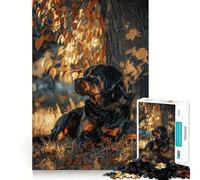 Puzzle difficile per adulti con Rottweiler sotto un albero, 1000 pezzi, gioco di intelletto, momento di relax, taglio di qualità, (50x75cm)