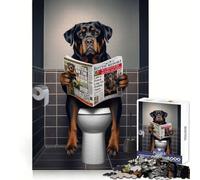 Puzzle difficile per adulti con Rottweiler sul water, 1000 pezzi, gioco di logica fine, divertente e rilassante, bordi puliti, regalo premuroso (50x75cm)
