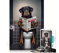 Puzzle difficile per adulti con Rottweiler sul water, 1000 pezzi, gioco di logica fine, divertente e rilassante, bordi puliti, regalo premuroso (50x75cm)