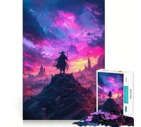 Puzzle difficile per adulti con sagoma di guerriero al tramonto, 1000 pezzi, gioco di logica, legame familiare, taglio di precisione, calda sorpresa 38x26cm